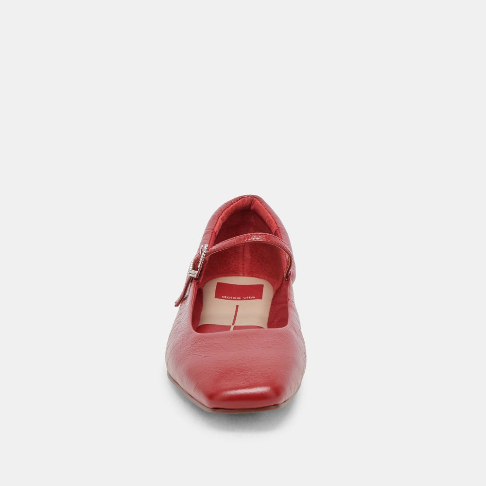 Dolce Vita Reyes Wide Crinkle Patent Women Ballet Flats Red | US-061972GBW