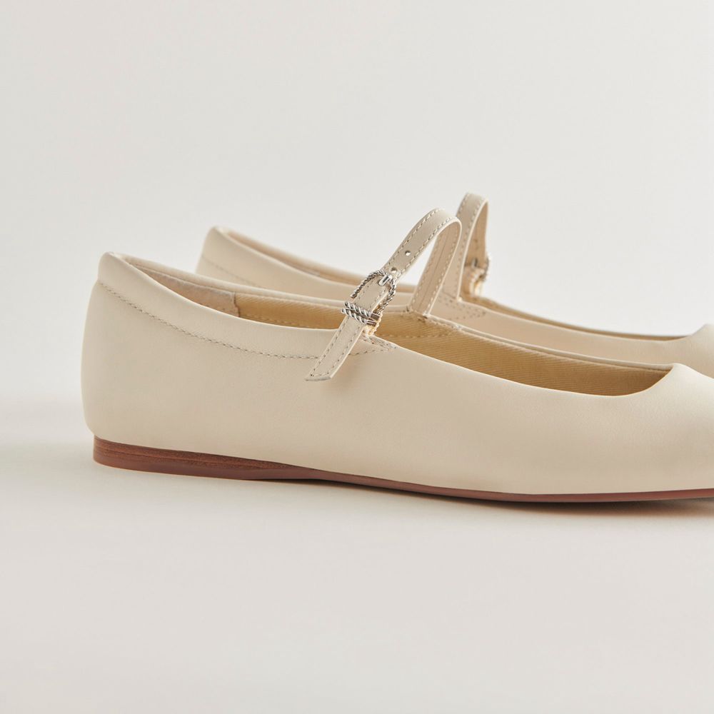 Dolce Vita Reyes Wide Leather Women Ballet Flats Cream | US-413796CKV