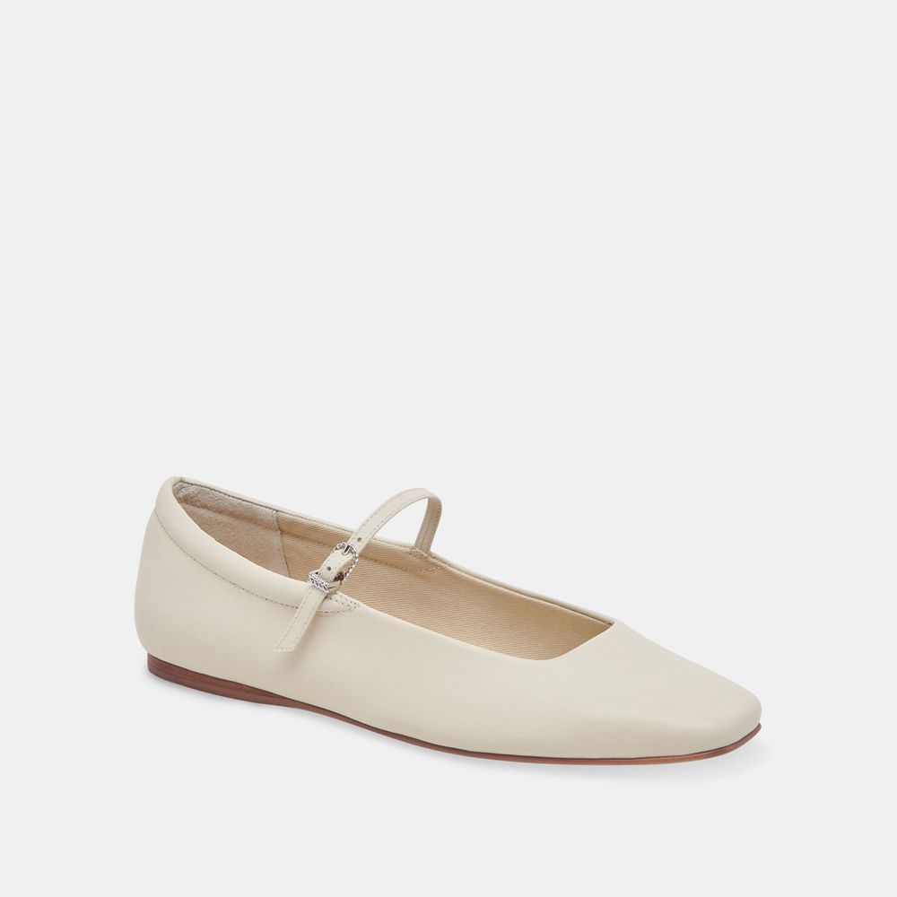 Dolce Vita Reyes Wide Leather Women Ballet Flats Cream | US-413796CKV