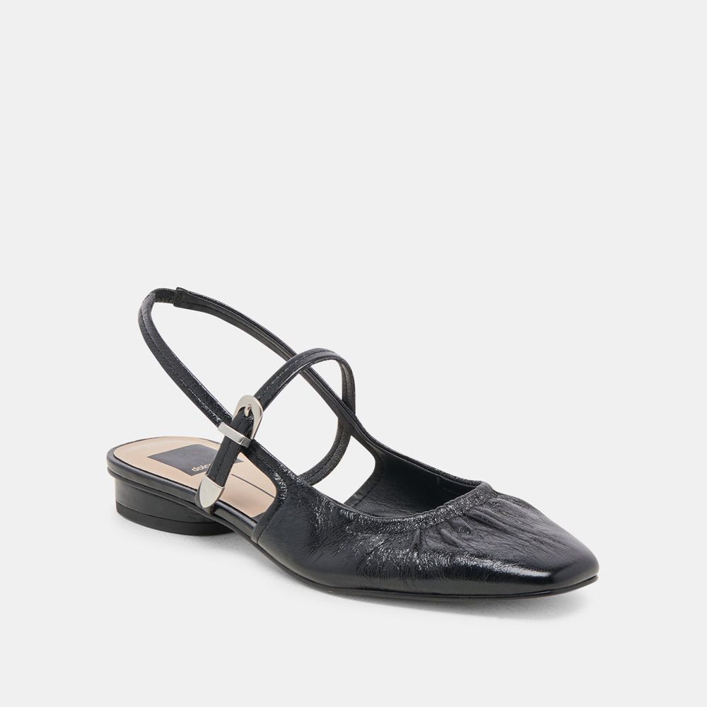 Dolce Vita Rianne Crinkle Patent Women Flats Black | US-167290UNX