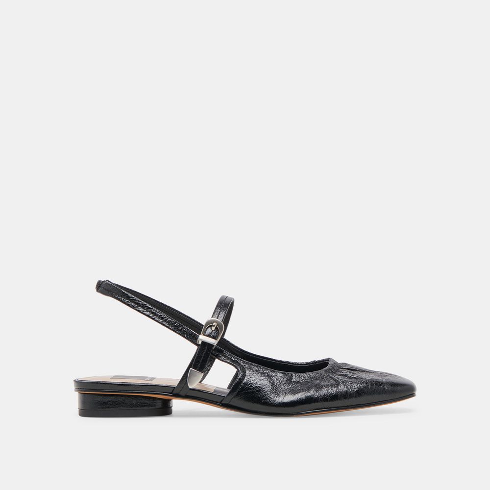 Dolce Vita Rianne Crinkle Patent Women Flats Black | US-167290UNX