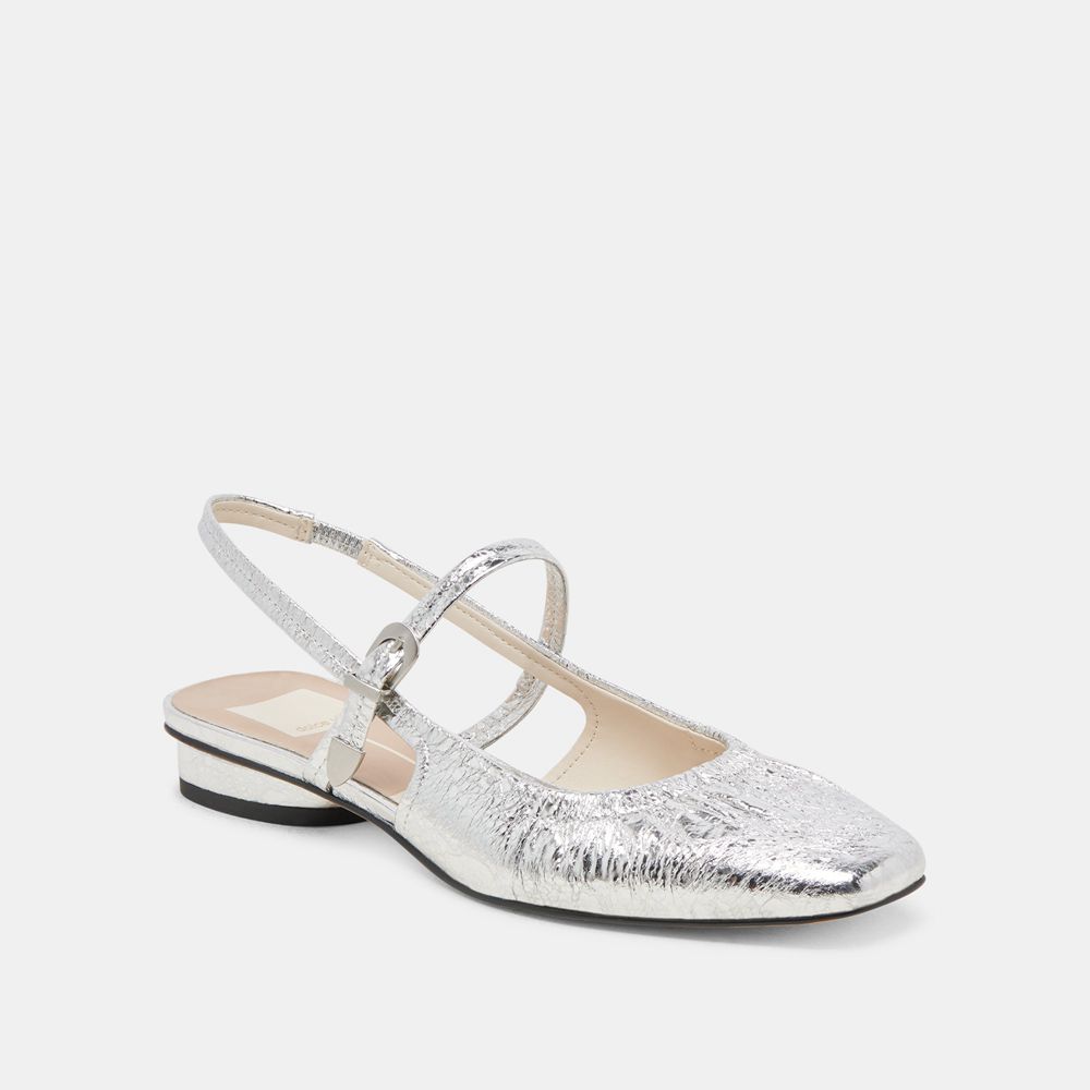 Dolce Vita Rianne Leather Women Flats Silver | US-931456JUP