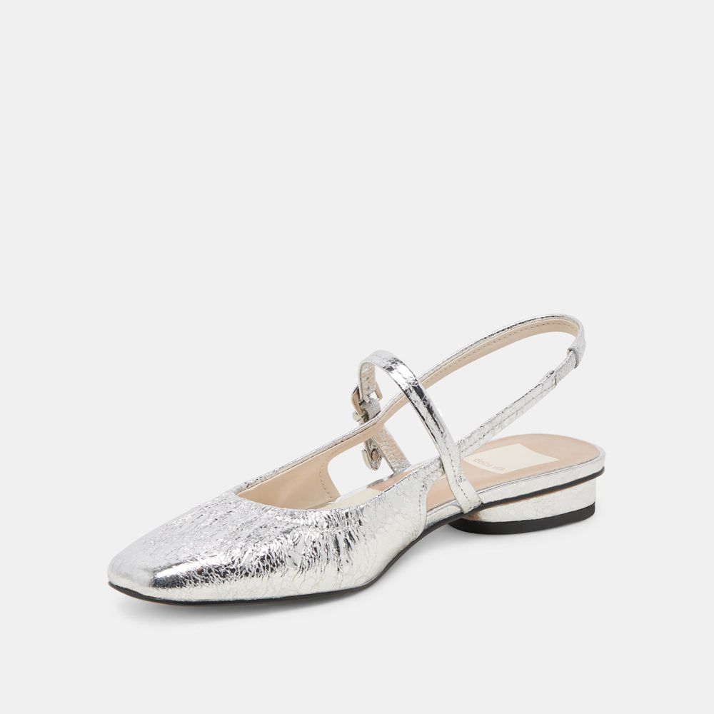 Dolce Vita Rianne Leather Women Flats Silver | US-931456JUP