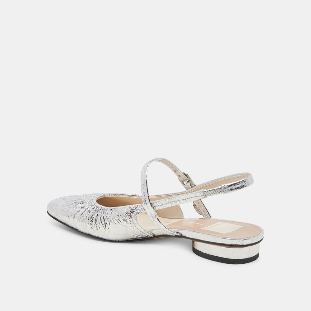 Dolce Vita Rianne Leather Women Flats Silver | US-931456JUP