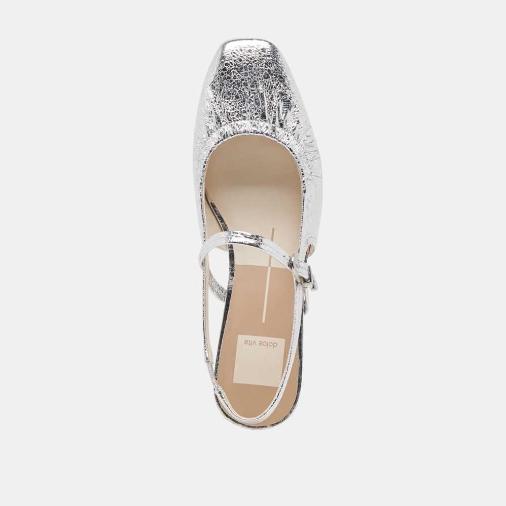 Dolce Vita Rianne Leather Women Flats Silver | US-931456JUP