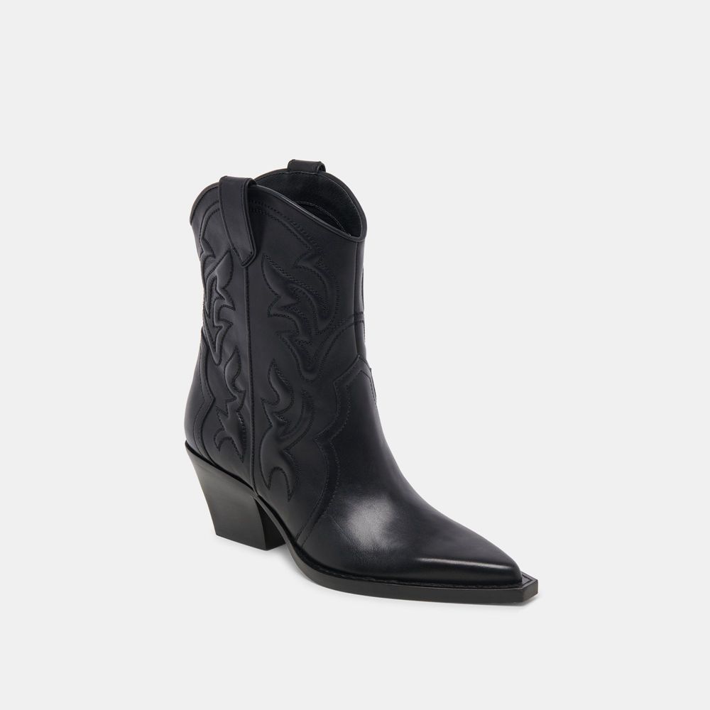 Dolce Vita Rimona Leather Women Western Boots Black | US-647213BWY