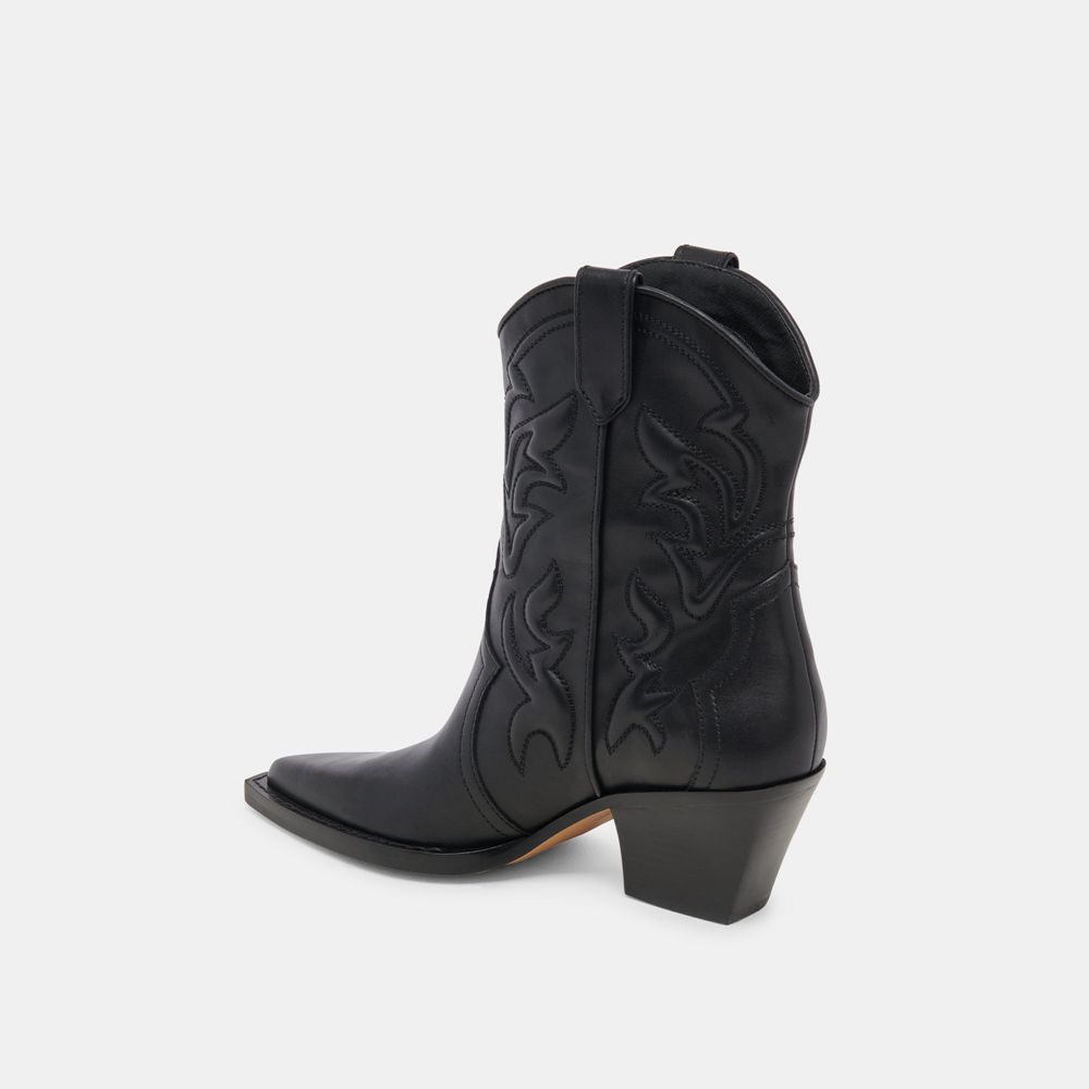 Dolce Vita Rimona Wide Calf Leather Women Western Boots Black | US-125647LZH