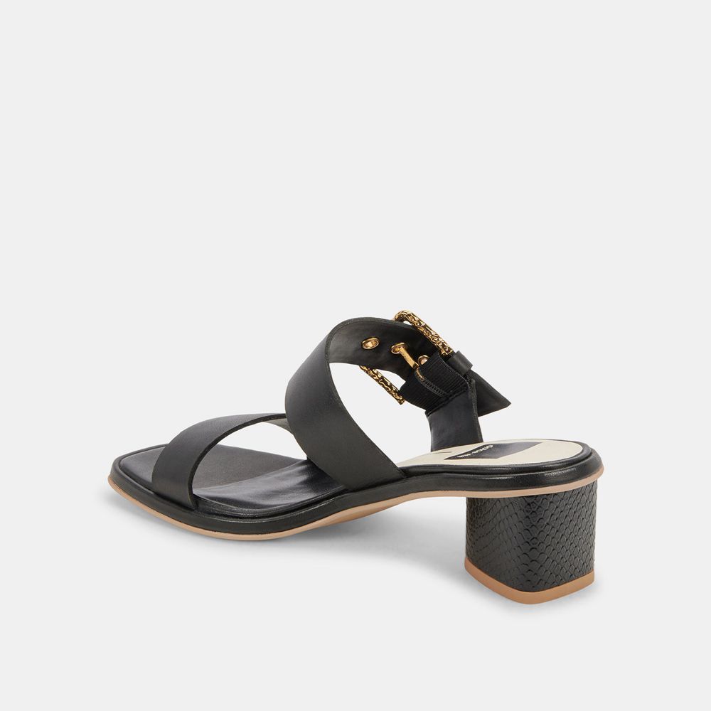 Dolce Vita Riva Leather Women Sandals Black | US-827390EJU