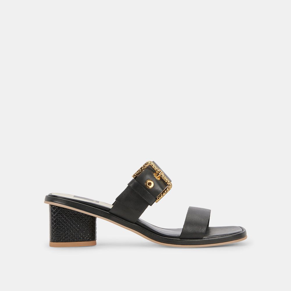 Dolce Vita Riva Leather Women Sandals Black | US-827390EJU