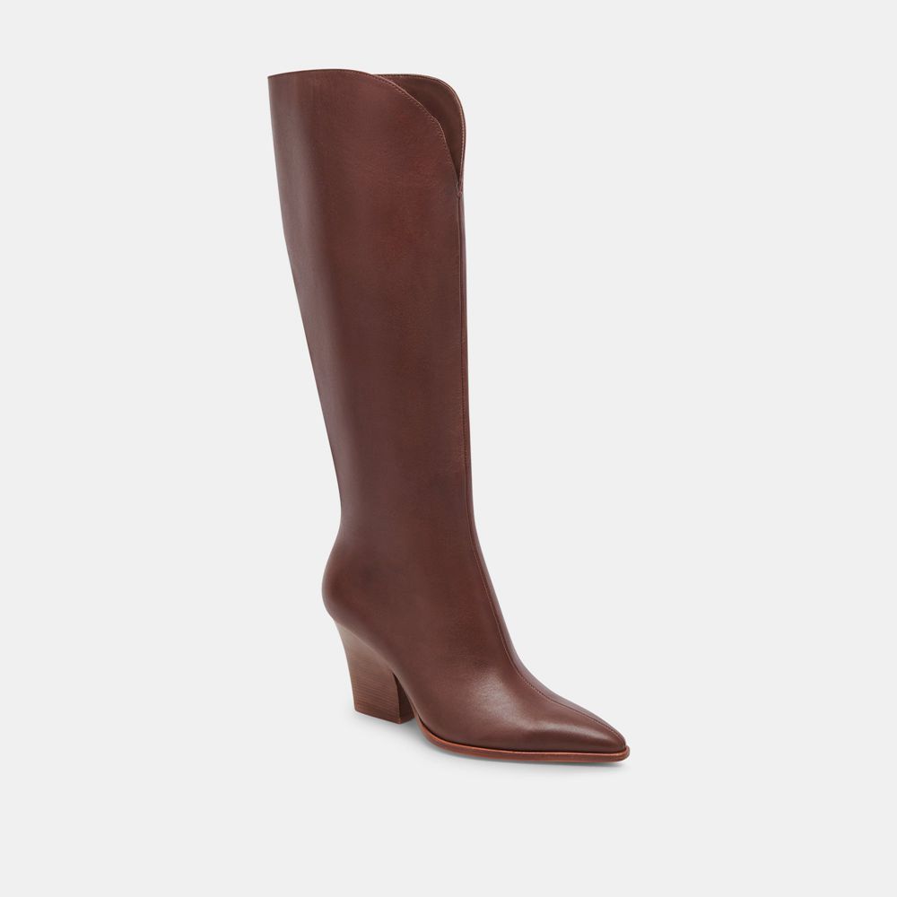 Dolce Vita Rocky Leather Women Boots Chocolate | US-567381NPH