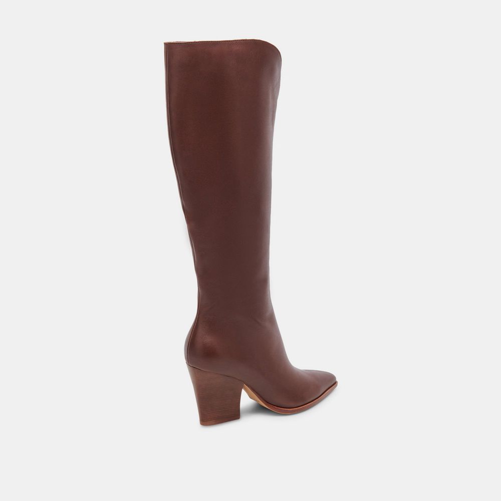 Dolce Vita Rocky Leather Women Boots Chocolate | US-567381NPH