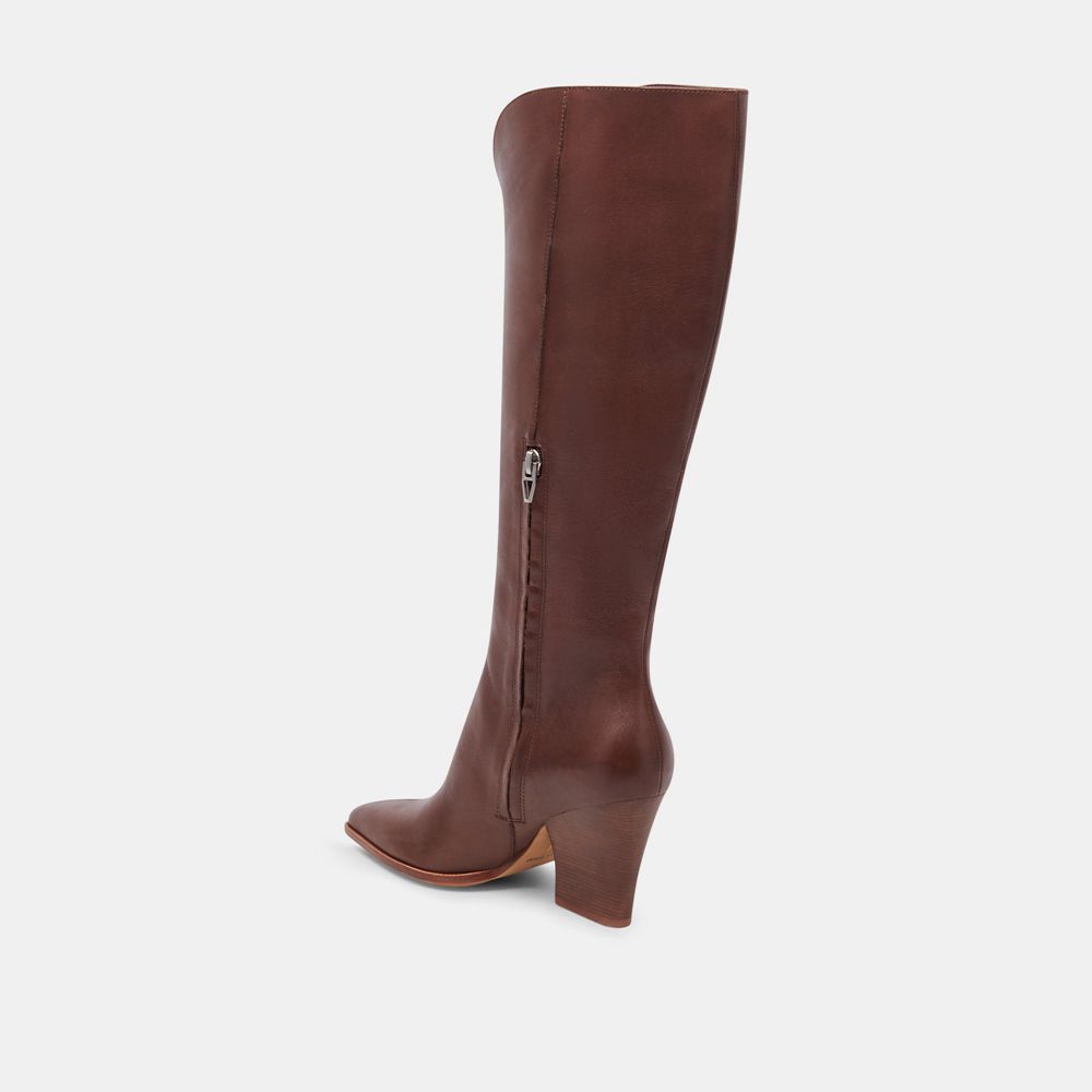 Dolce Vita Rocky Leather Women Boots Chocolate | US-567381NPH