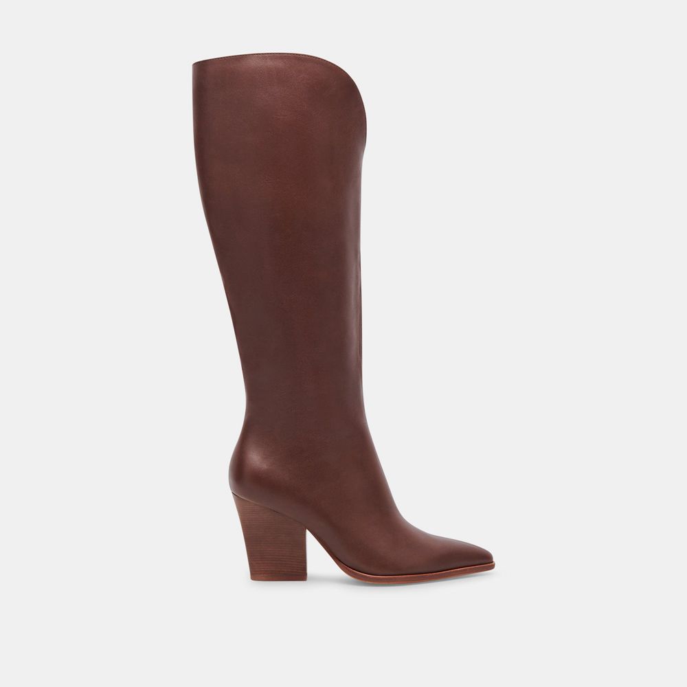 Dolce Vita Rocky Leather Women Boots Chocolate | US-567381NPH