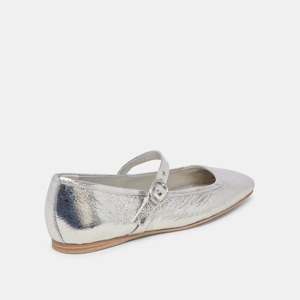 Dolce Vita Rodni Leather Women Ballet Flats Silver | US-162590NZP