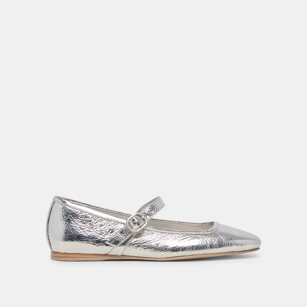 Dolce Vita Rodni Leather Women Ballet Flats Silver | US-162590NZP