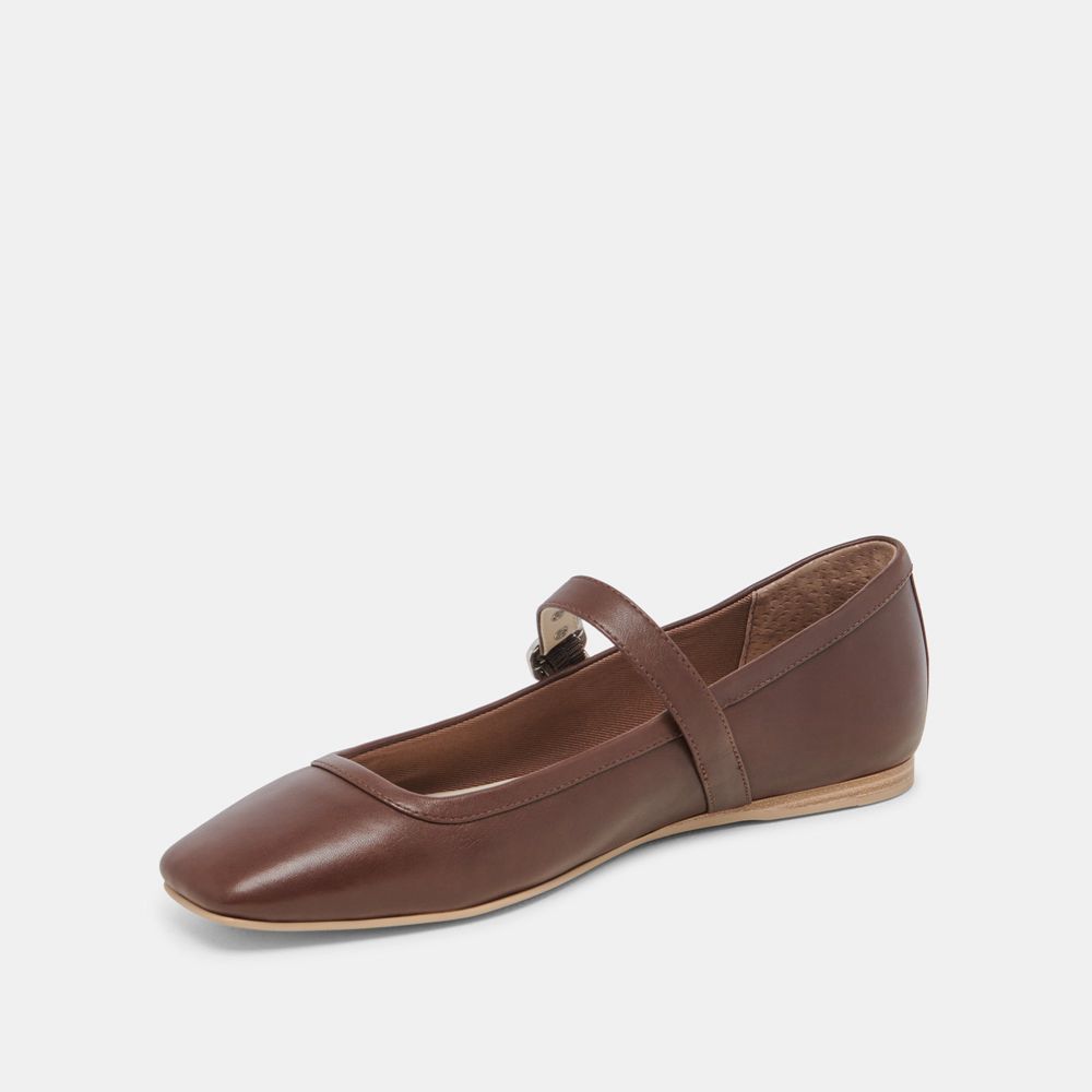 Dolce Vita Rodni Leather Women Ballet Flats Dark Brown | US-702691HFO