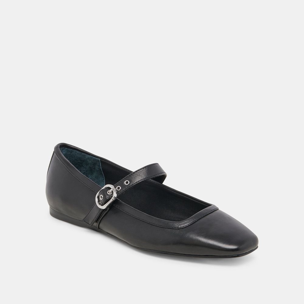 Dolce Vita Rodni Leather Women Ballet Flats Black | US-674185OKB