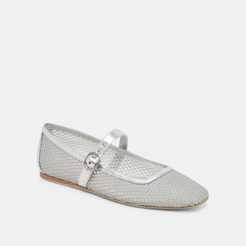 Dolce Vita Rodni Mesh Woven Mesh Women Ballet Flats Silver | US-368214QLT