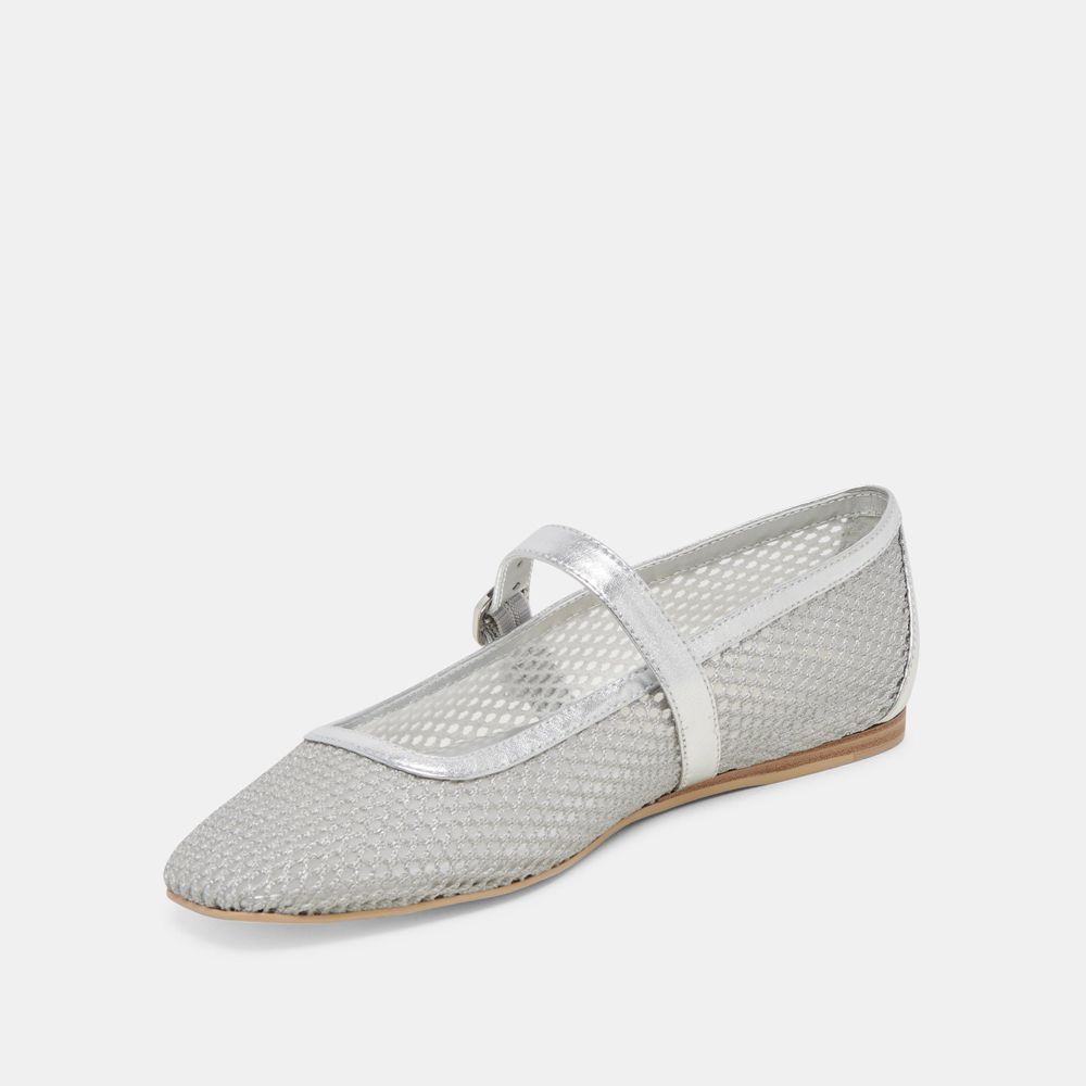 Dolce Vita Rodni Mesh Woven Mesh Women Ballet Flats Silver | US-368214QLT