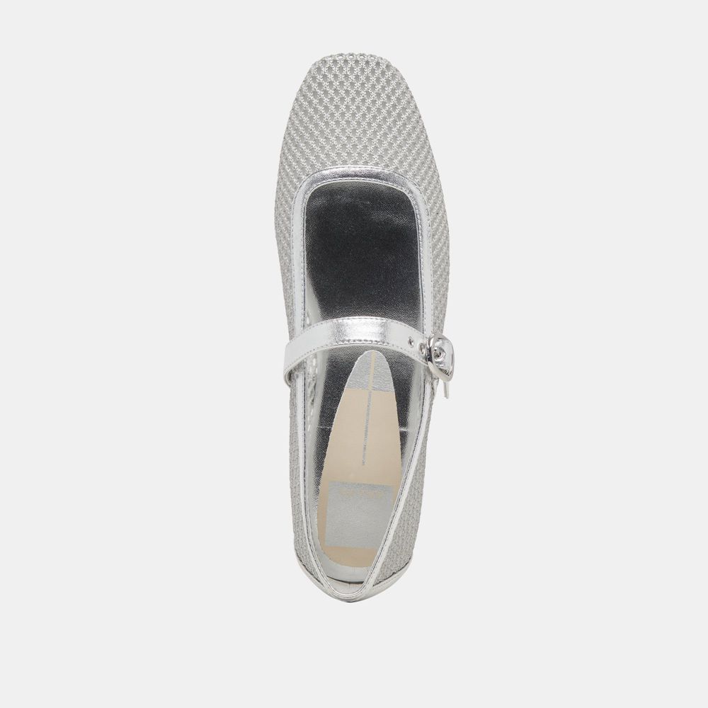 Dolce Vita Rodni Mesh Woven Mesh Women Ballet Flats Silver | US-368214QLT