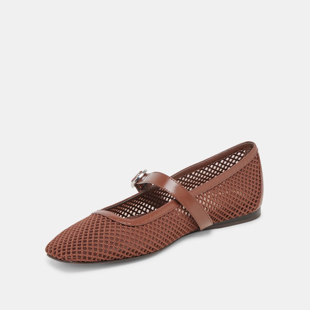 Dolce Vita Rodni Mesh Woven Mesh Women Ballet Flats Chocolate | US-296084NDB