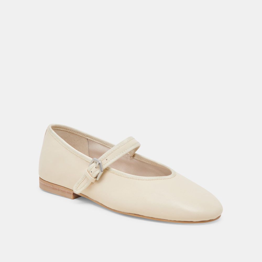 Dolce Vita Roslyn Leather Women Ballet Flats Cream | US-483905VFR