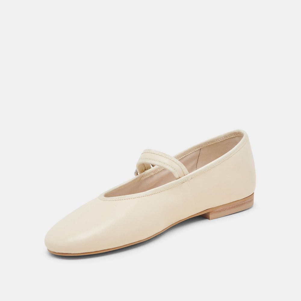 Dolce Vita Roslyn Leather Women Ballet Flats Cream | US-483905VFR