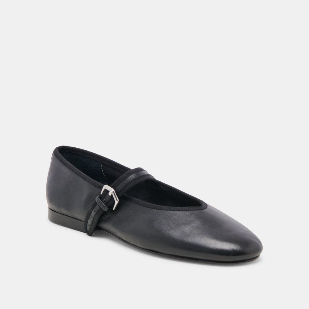 Dolce Vita Roslyn Leather Women Ballet Flats Black | US-839741UTL