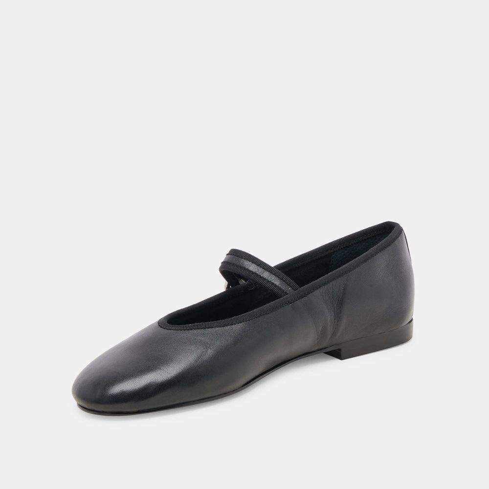 Dolce Vita Roslyn Leather Women Ballet Flats Black | US-839741UTL