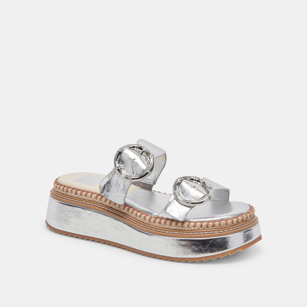 Dolce Vita Rysha Crinkle Patent Women Sandals Silver | US-214603JZW