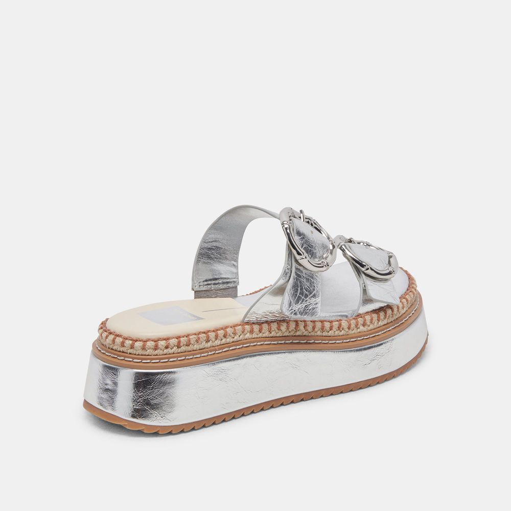 Dolce Vita Rysha Crinkle Patent Women Sandals Silver | US-214603JZW