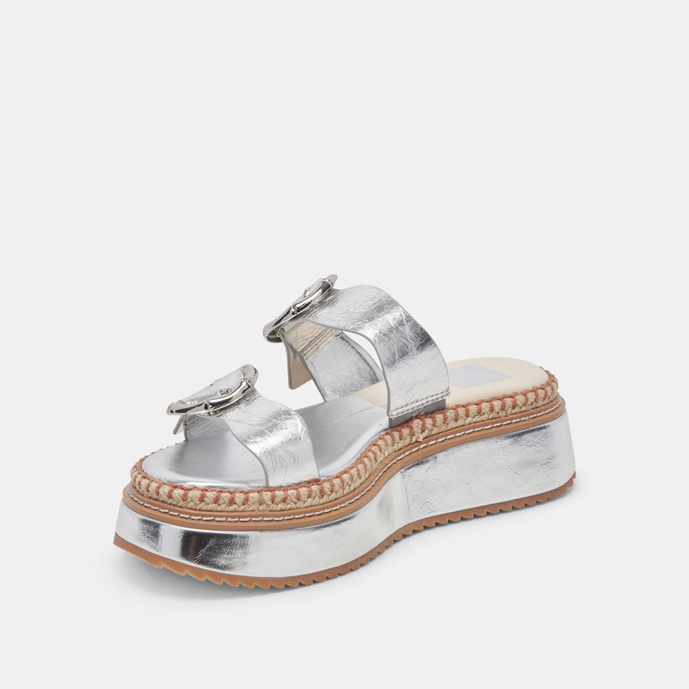 Dolce Vita Rysha Crinkle Patent Women Sandals Silver | US-214603JZW