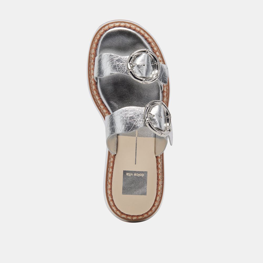 Dolce Vita Rysha Crinkle Patent Women Sandals Silver | US-214603JZW