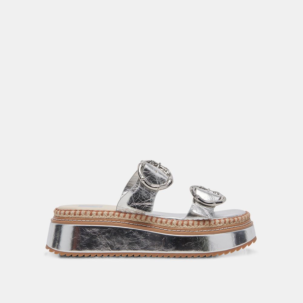 Dolce Vita Rysha Crinkle Patent Women Sandals Silver | US-214603JZW