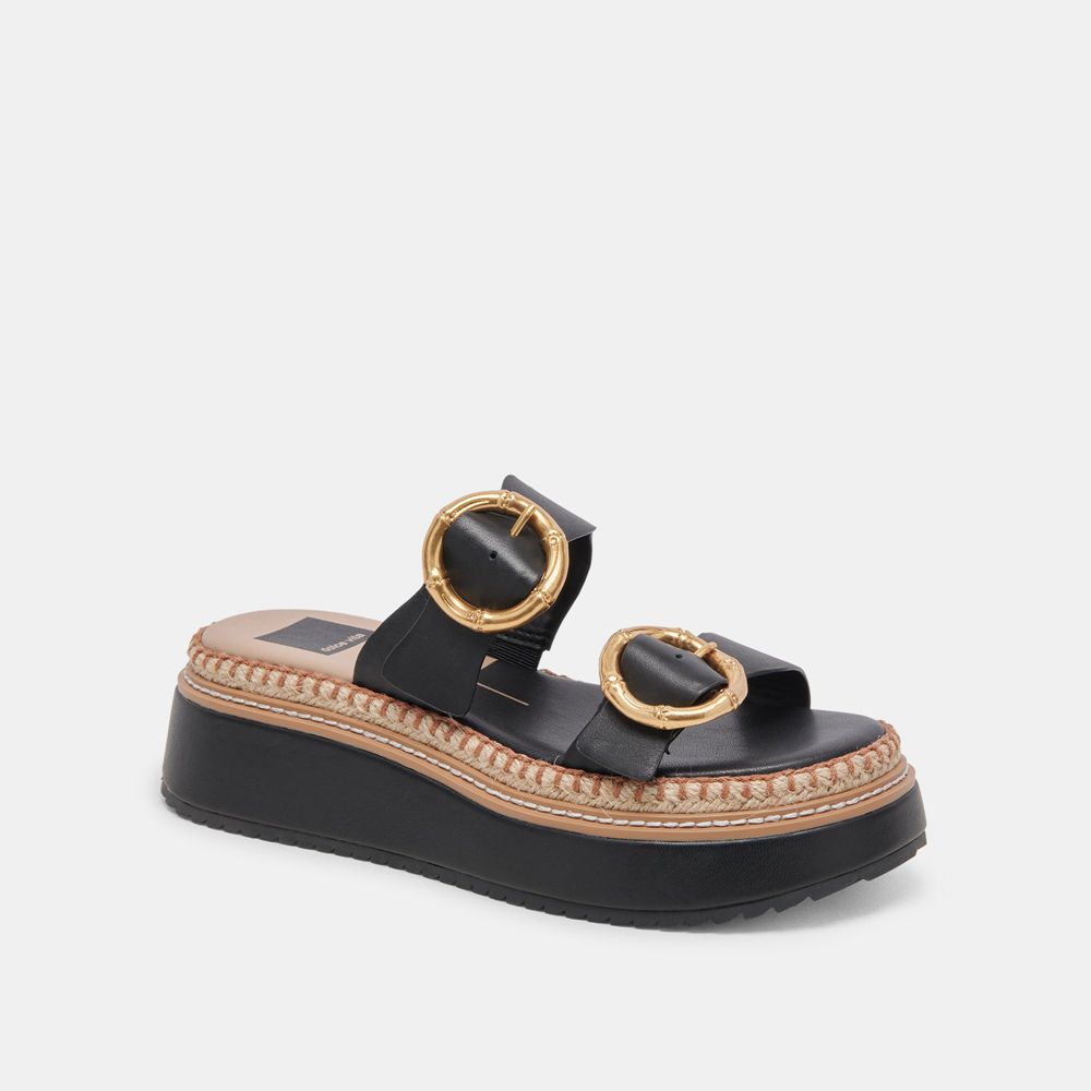 Dolce Vita Rysha Leather Women Sandals Black | US-295376CUS