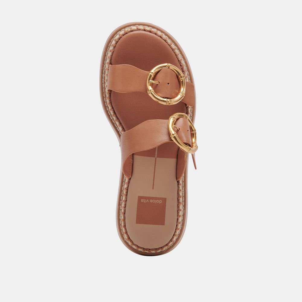 Dolce Vita Rysha Leather Women Sandals Chocolate | US-983157KSQ