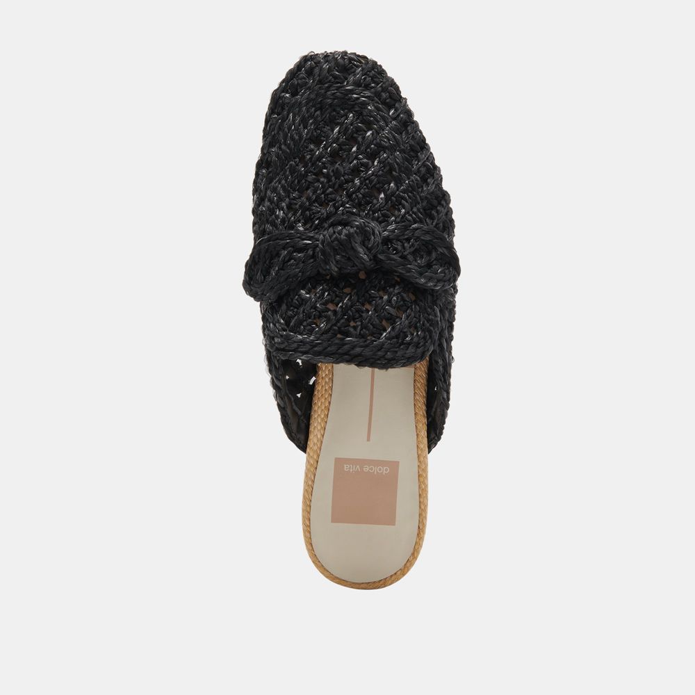 Dolce Vita Sabor Raffia Women Flats Black | US-412380OIH