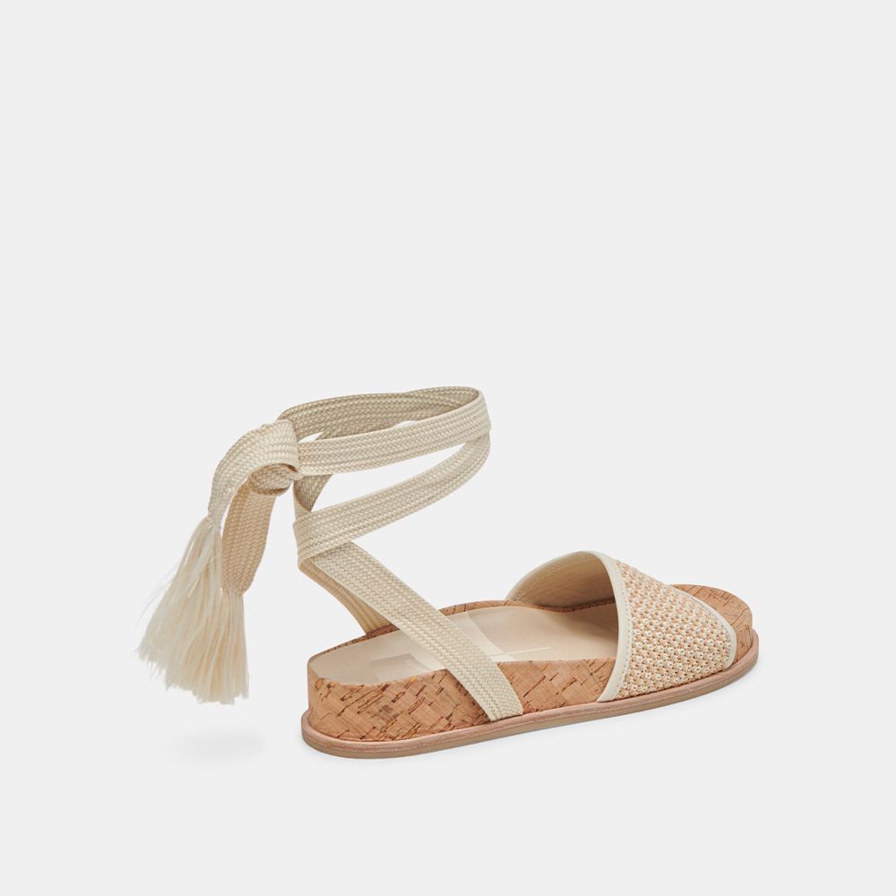 Dolce Vita Salacy Raffia Women Sandals White / Brown | US-658290NDP