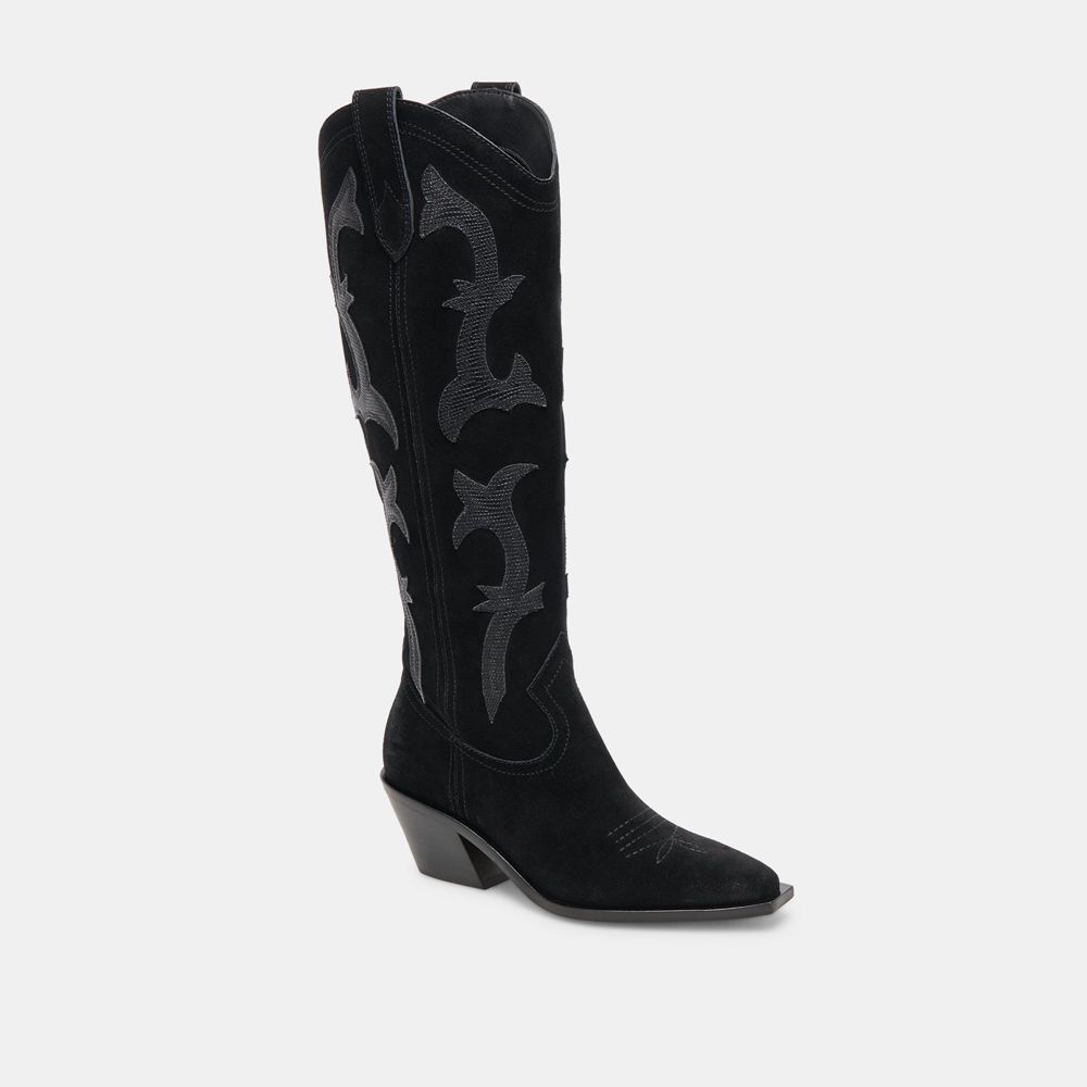 Dolce Vita Samare Suede Women Western Boots Black | US-917346LDW