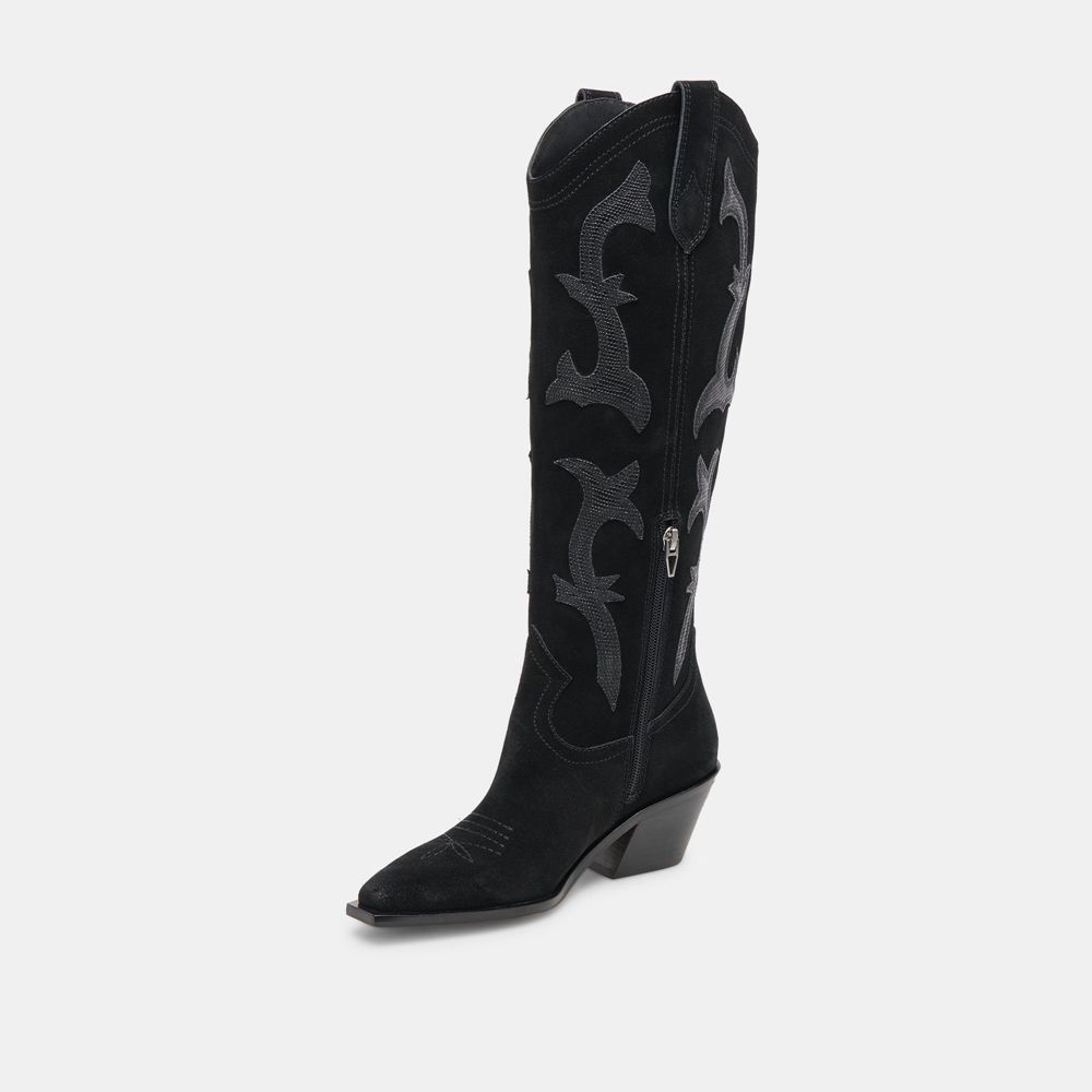 Dolce Vita Samare Suede Women Western Boots Black | US-917346LDW