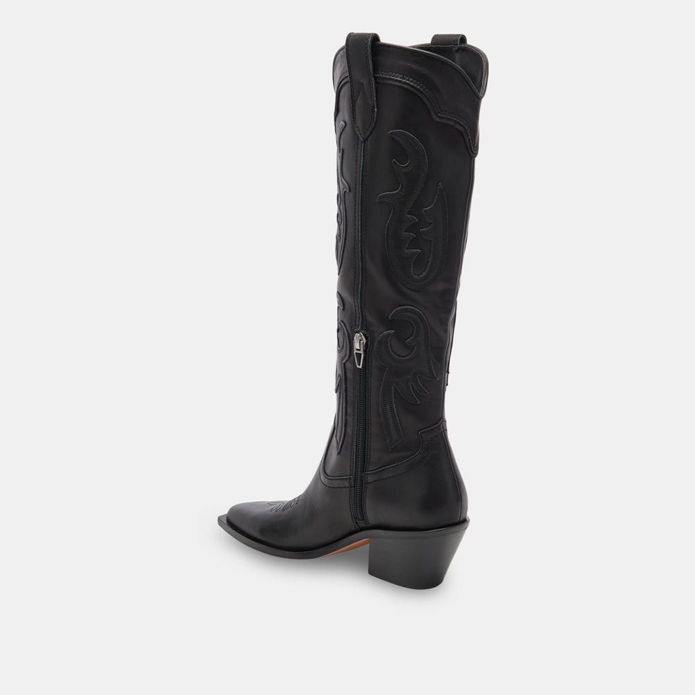 Dolce Vita Samsin Leather Women Western Boots Black | US-361895UJI