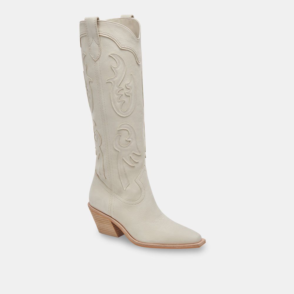 Dolce Vita Samsin Nubuck Women Western Boots Cream | US-617420DSG