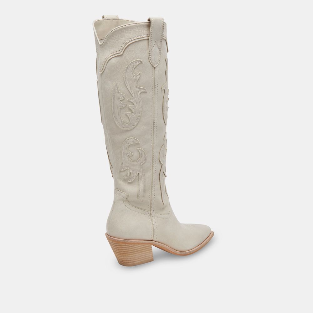 Dolce Vita Samsin Nubuck Women Western Boots Cream | US-617420DSG