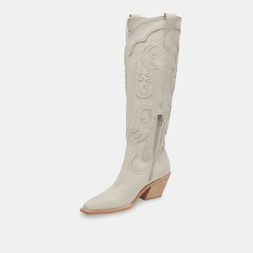 Dolce Vita Samsin Nubuck Women Western Boots Cream | US-617420DSG