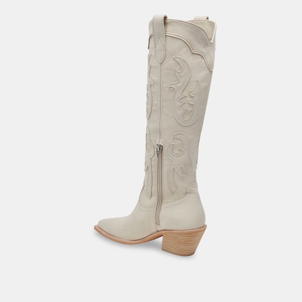 Dolce Vita Samsin Nubuck Women Western Boots Cream | US-617420DSG