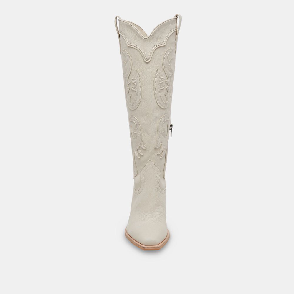 Dolce Vita Samsin Nubuck Women Western Boots Cream | US-617420DSG