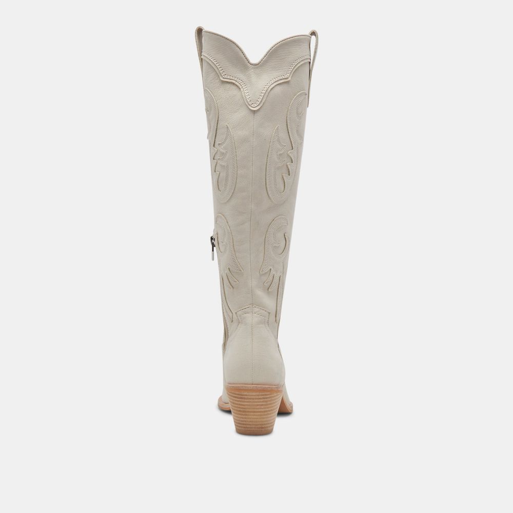 Dolce Vita Samsin Nubuck Women Western Boots Cream | US-617420DSG