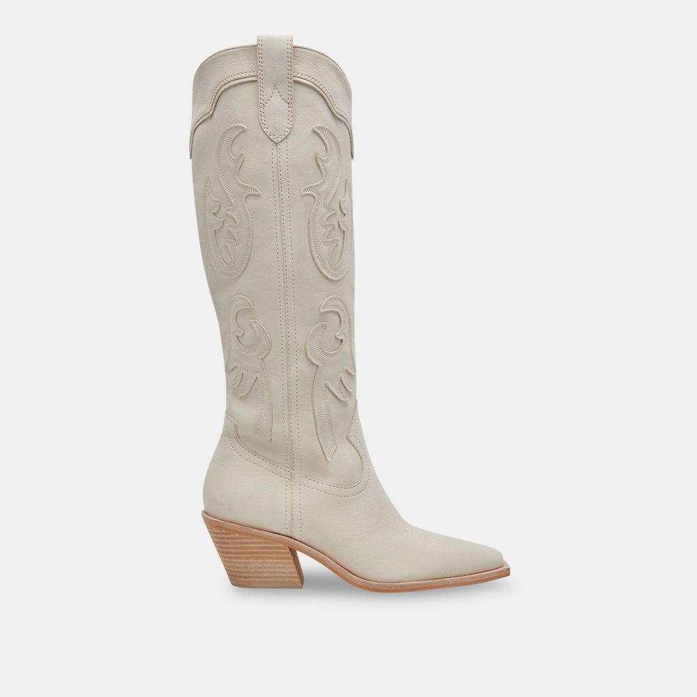 Dolce Vita Samsin Nubuck Women Western Boots Cream | US-617420DSG