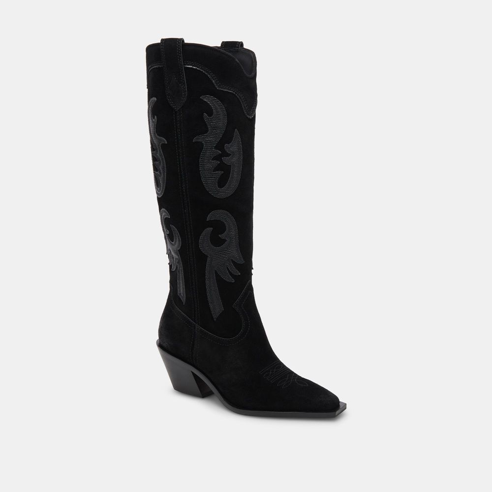 Dolce Vita Samsin Suede Women Western Boots Black | US-562417YIX