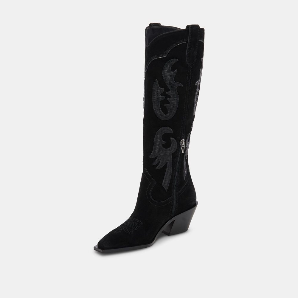 Dolce Vita Samsin Suede Women Western Boots Black | US-562417YIX